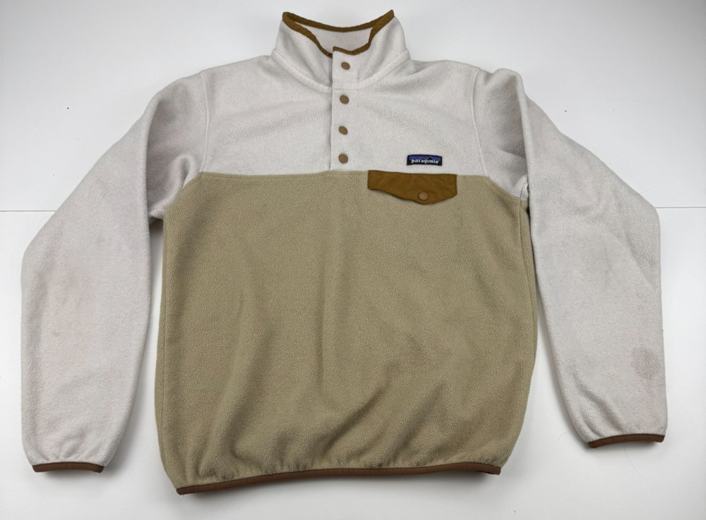 Patagonia Women's Small Synchilla Snap-T Fleece Cream Tan Pullover